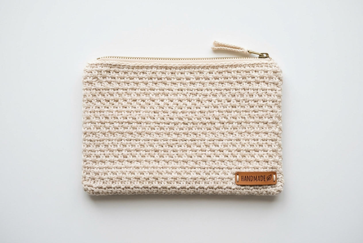 Hero shot of moss stitch zipper pouch