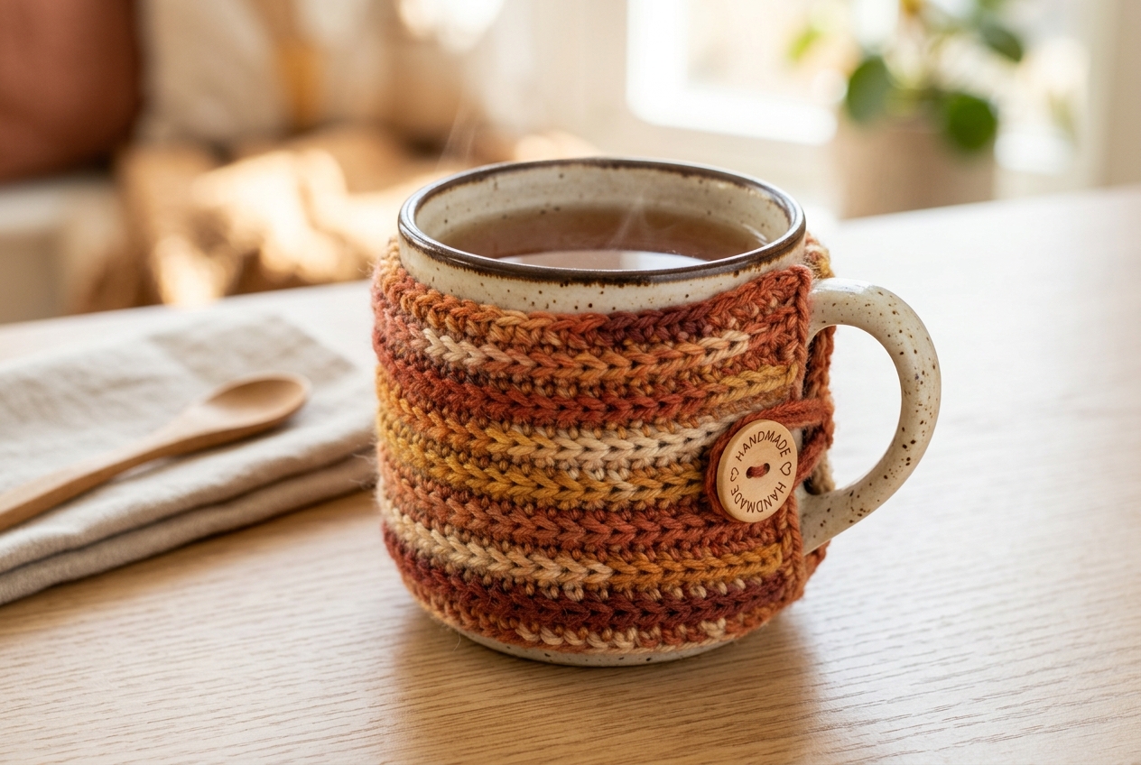 Crochet mug cozy hero shot - crochet mug cozy pattern