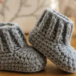 quick easy crochet baby booties pattern with ribbed cuff free