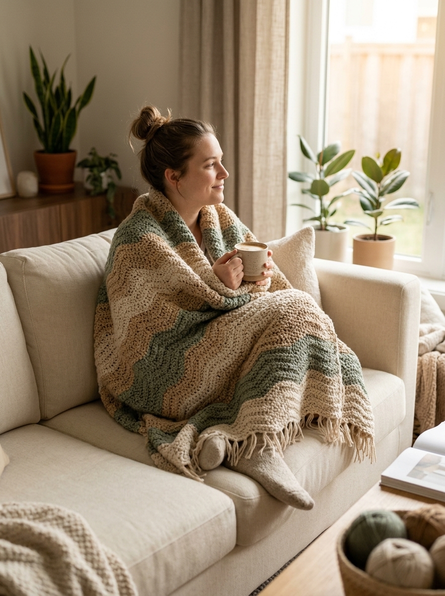 Riverbed blanket lifestyle - riverbed crochet blanket