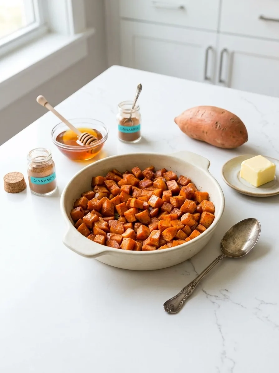 roasted sweet potatoes - Roasted Sweet Potatoes with Cinnamon and Honey Butter Recipe
