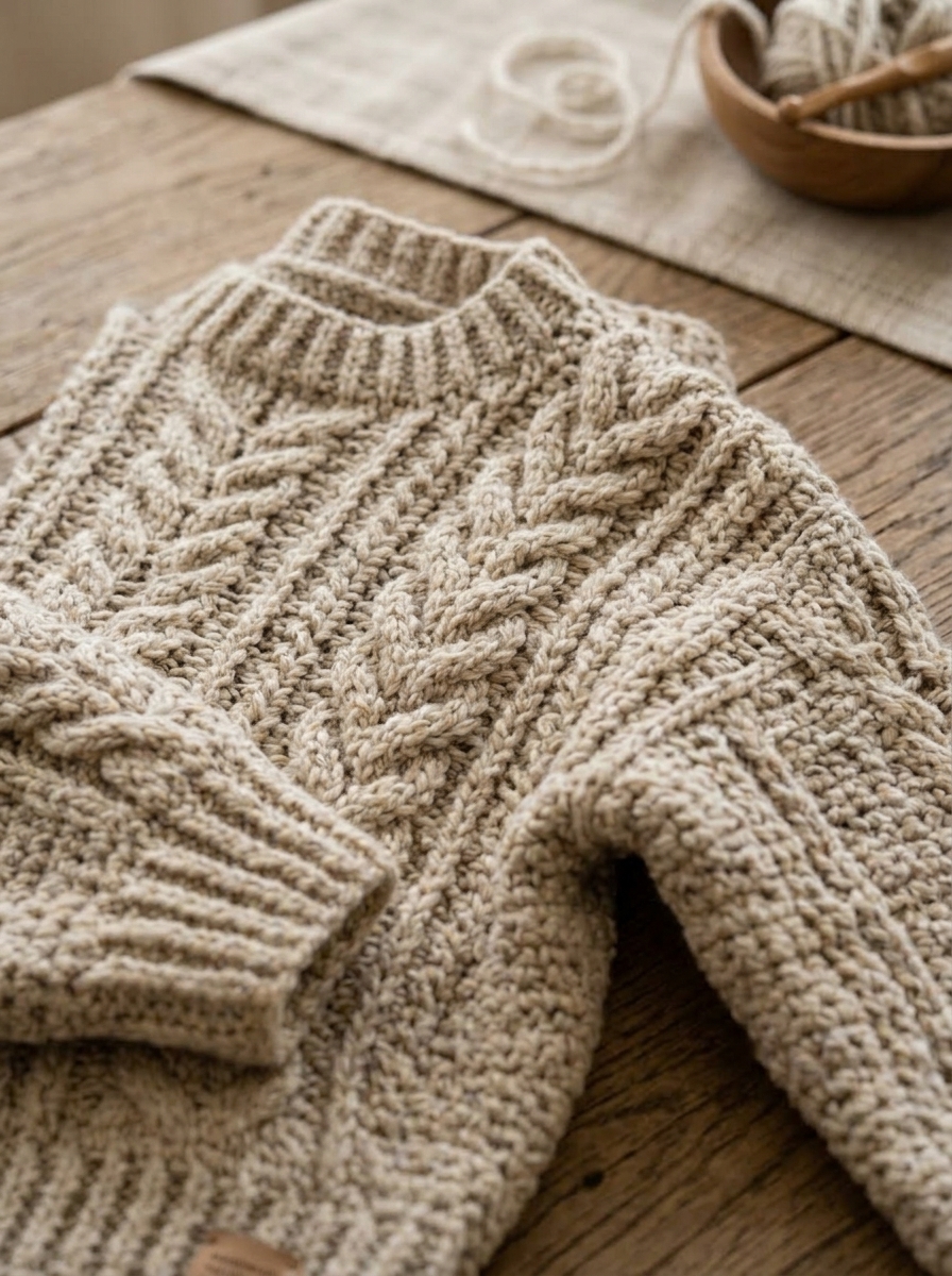 Balloon sleeve crochet sweater stitch detail