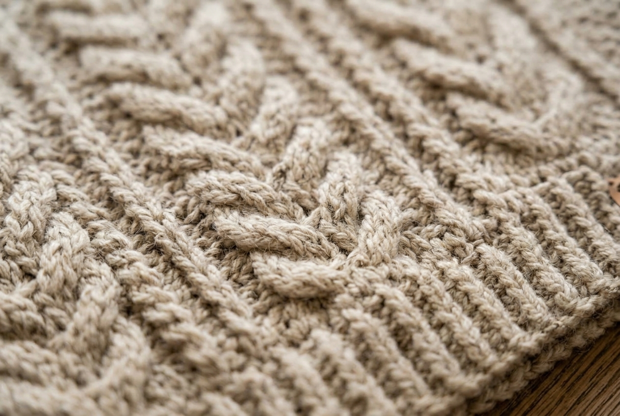 Chunky crochet sweater wool texture close-up