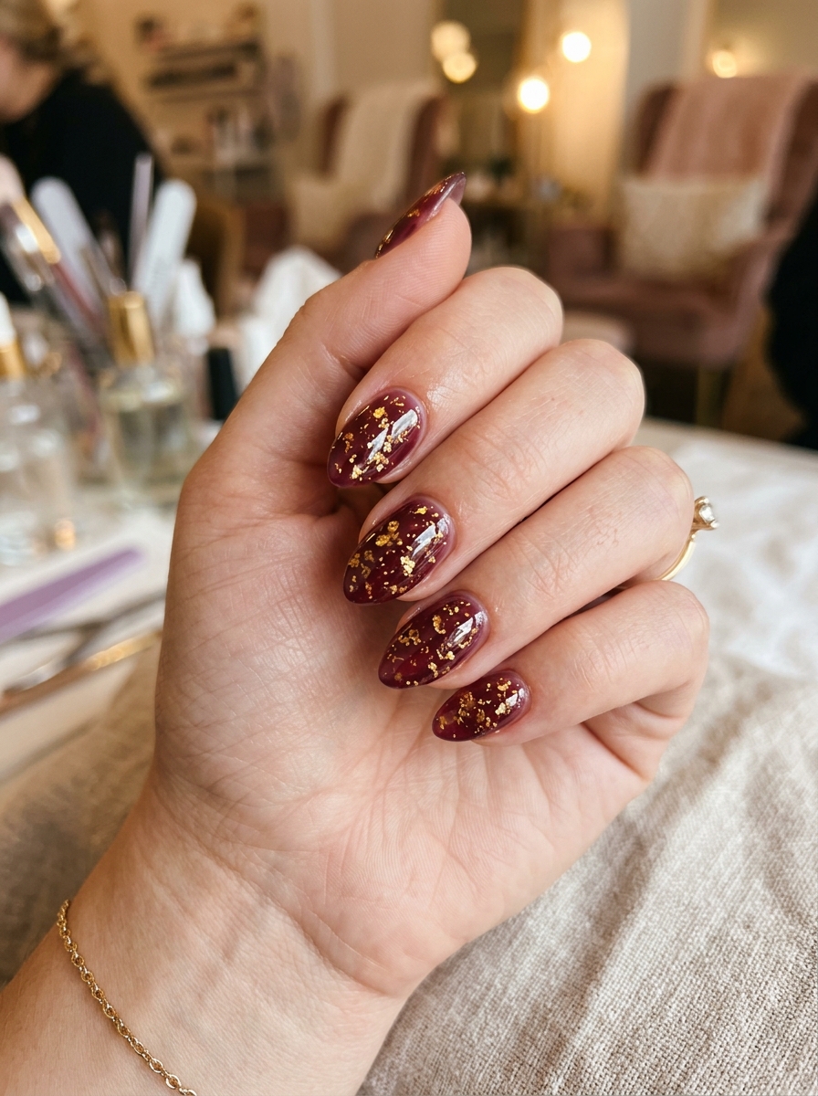 Blackberry Merlot Jelly Glass - elegant thanksgiving nails manicure design