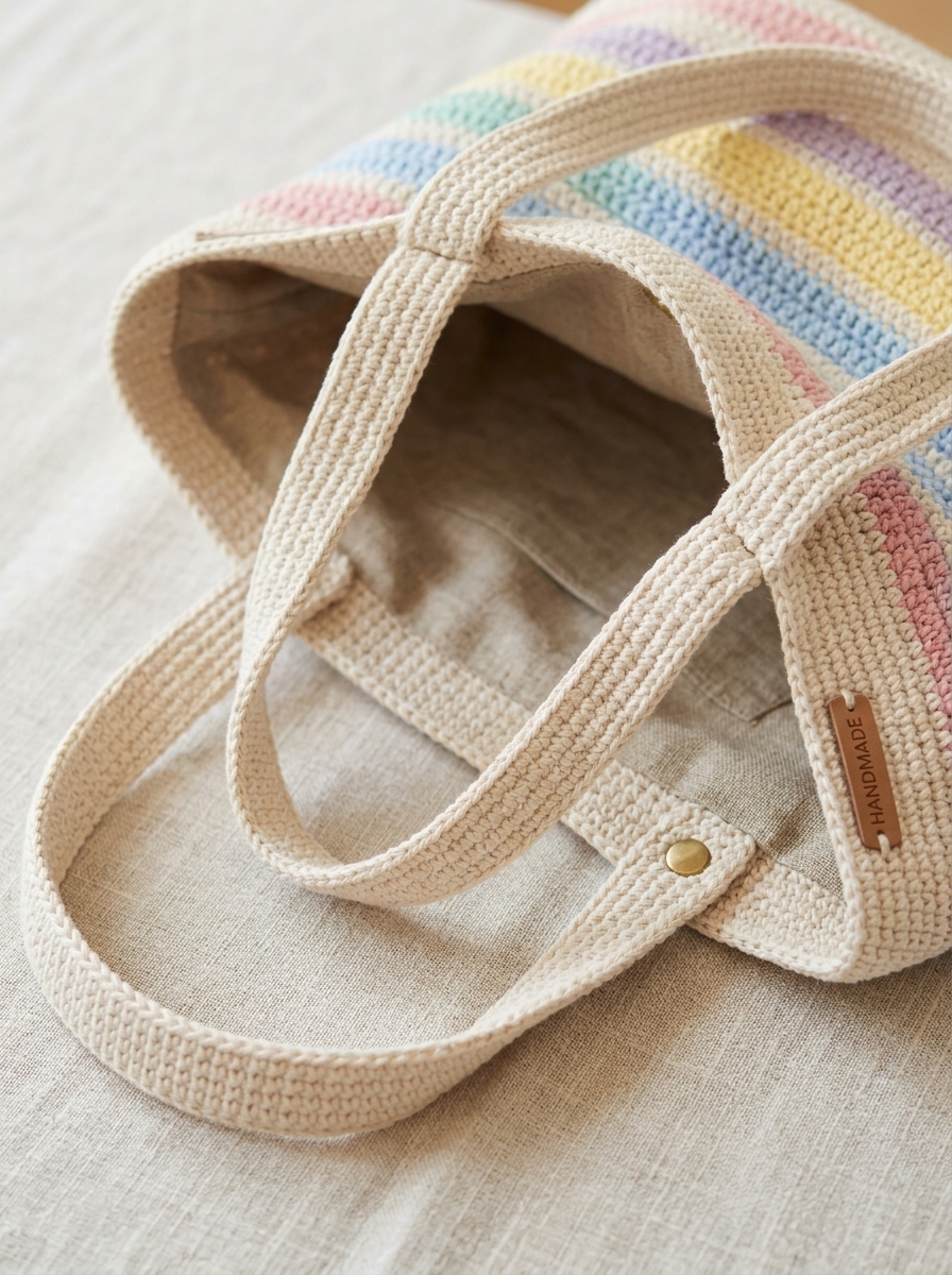Detail shot of the tote bag handles