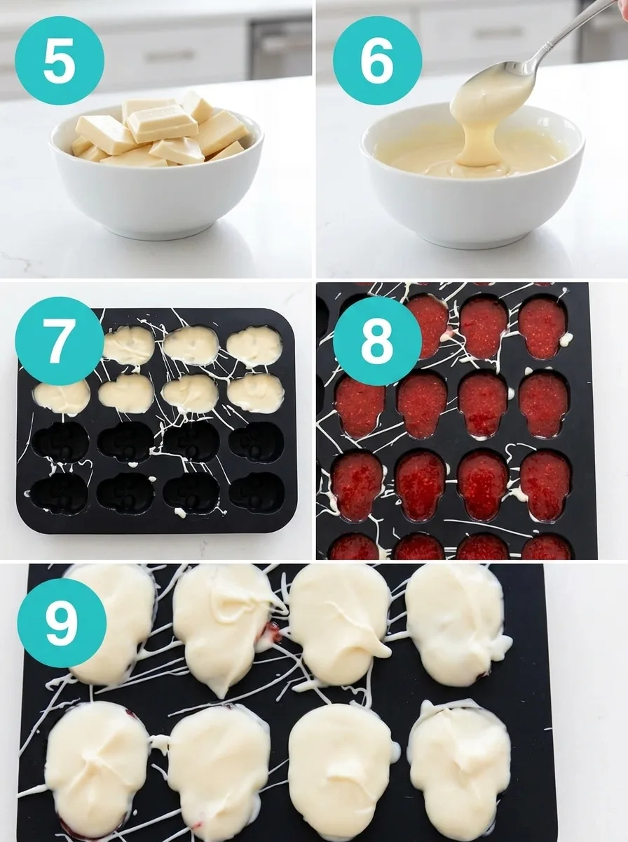 White Chocolate Skulls with Strawberry Filling - Delightful Treats