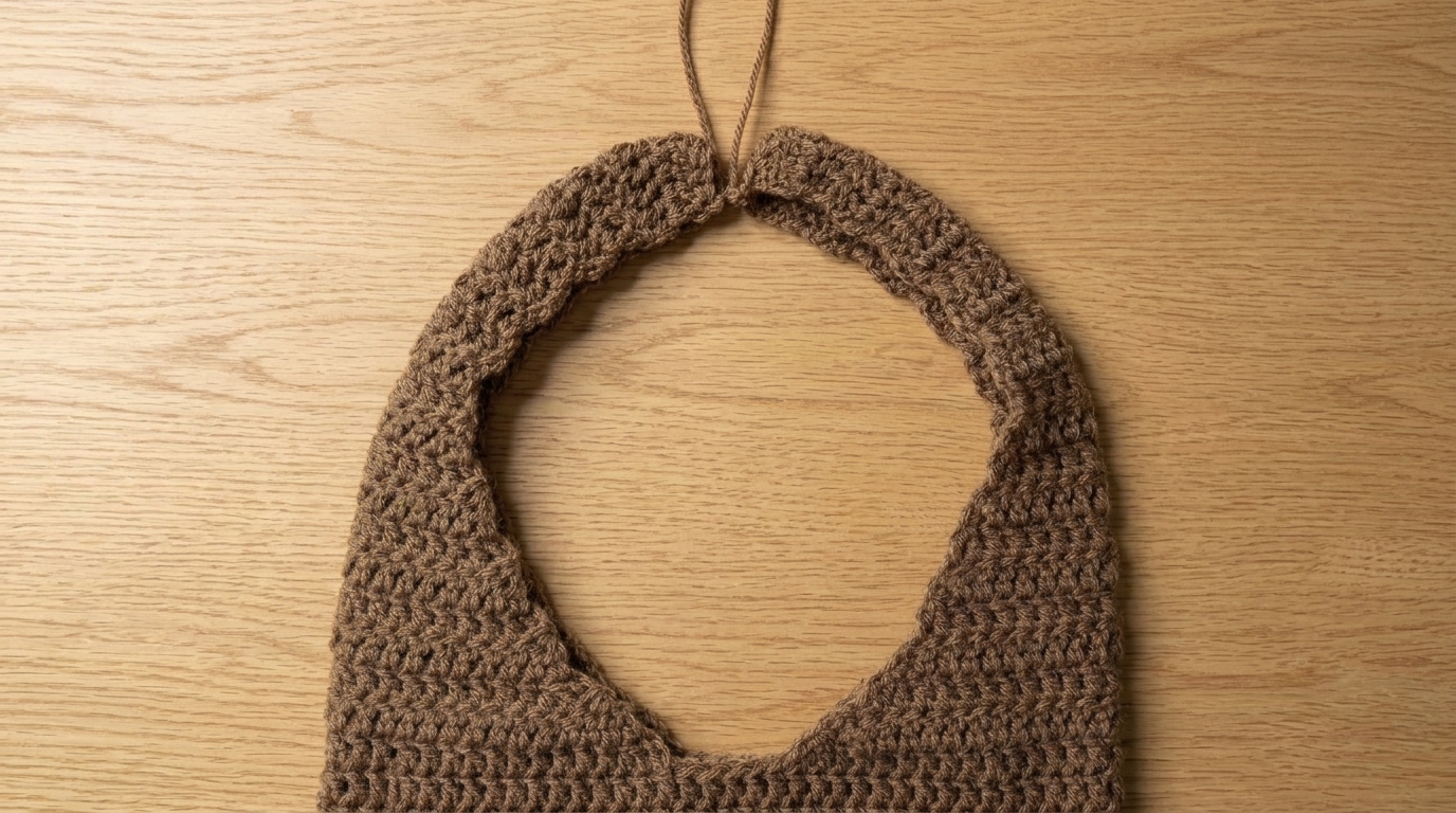both straps completed on crochet shoulder bag ready for seaming